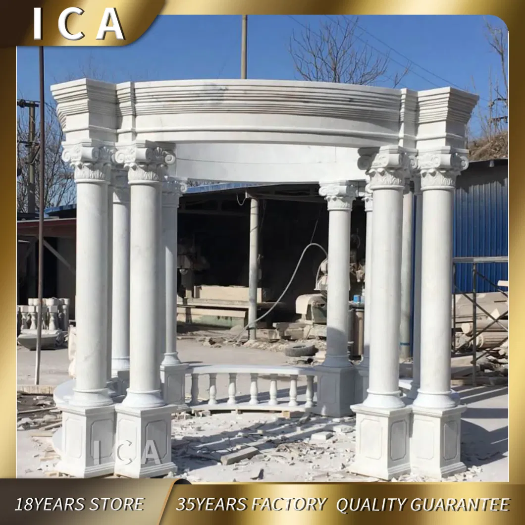 High Quality Garden Custom Marble Column Pillar Pavilion Dome Gazebo