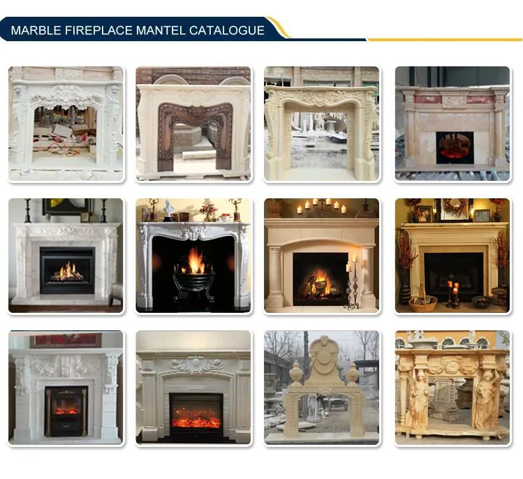 Western Natural White Stone Carved Marble Fireplace for Sale