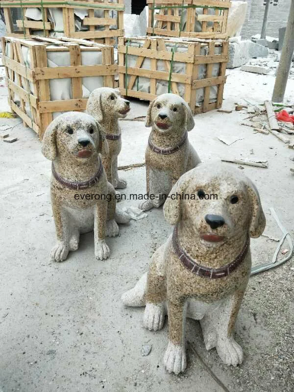 Natural Stone Granite Marble Dog Carving Animal Sculpture for Garden Statue