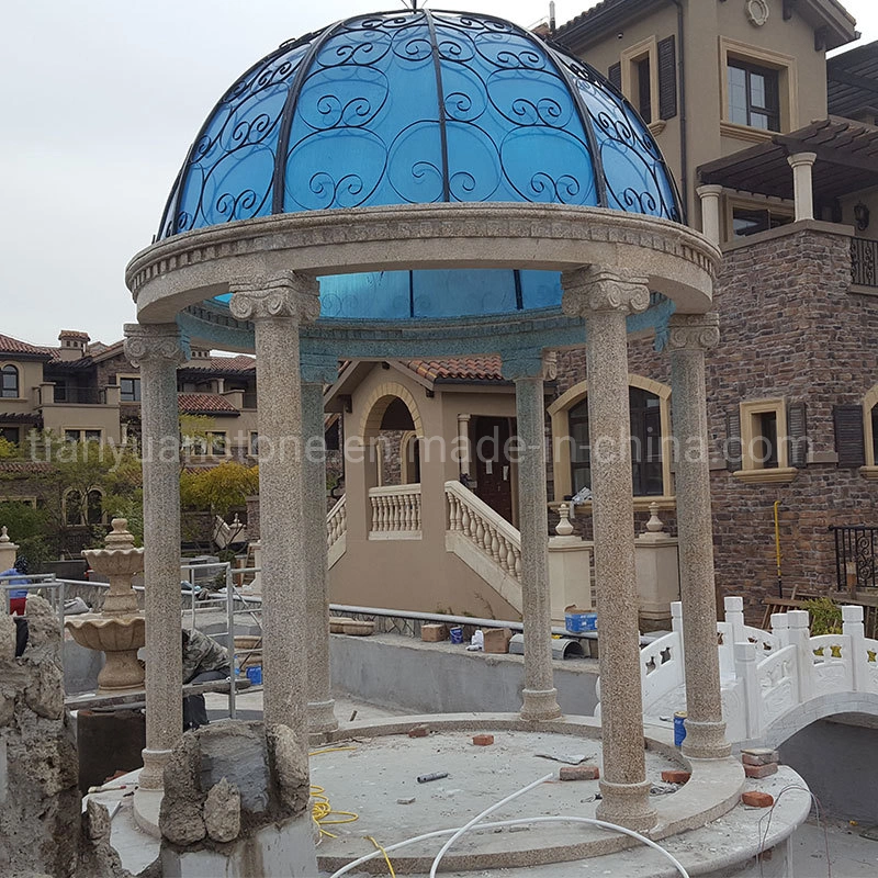 Grey Sesame Granite Garden Gazebo with Cast Iron Roof